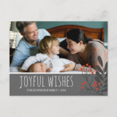 ホリーとベリーの喜びの願いクリスマスの写真 シーズンポストカード (正面)