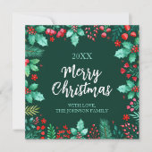 ホリーとベリーの手の水絵を描の色 シーズンカード (正面)