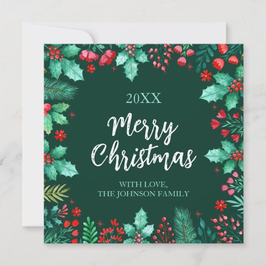 ホリーとベリーの手の水絵を描の色 シーズンカード (正面)