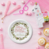 ホリーとベリーの松のお目出とうクリスマス ペーパープレート (パーティー)