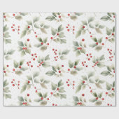 ホリーとベリーの水色 ラッピングペーパー (フラット)