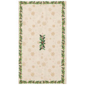 ホリーとベリーの金ゴールドスノーフレーク テーブルクロス (正面)