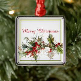 ホリーとベリーの金属オーナメント メタルオーナメント