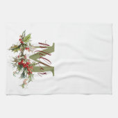 ホリーとベリーパーソナライズされた キッチンタオル (横)