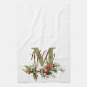 ホリーとベリーパーソナライズされた キッチンタオル (縦)