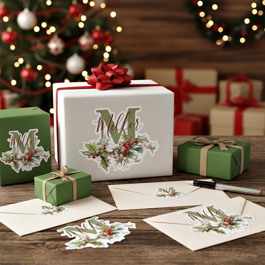 ホリーとベリーパーソナライズされた シール