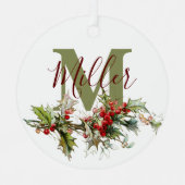 ホリーとベリーパーソナライズされた メタルオーナメント (正面)