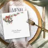 ホリーとベルの冬パーソナライズされたの結婚式 スタンダードランチョンナプキン