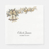 ホリーとベルパーソナライズされたスの結婚クリスマス スタンダードランチョンナプキン (正面)