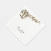 ホリーとベルパーソナライズされたスの結婚クリスマス スタンダードランチョンナプキン (角)