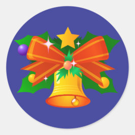 ホリーとボウ付きステッカー – クリスマスベル ラウンドシール