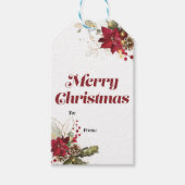 ホリーとポインセチアのメリークリスマスギフトラベル ギフトタグ (正面)