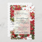 ホリーとポインセティアス結婚式招待状 招待状 (正面/裏面)
