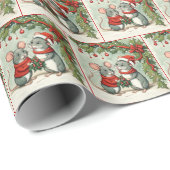 ホリーとヤドリギを持つクリスマスネズミ ラッピングペーパー (ロールコーナー)