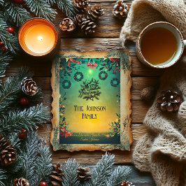 ホリーとリースクリスマスと家族メッセージ 招待状