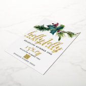 ホリーとレッドベリーのプロモーションテンプレート 箔招待状 (回転した状態)