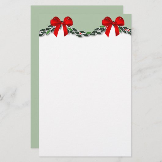 ホリーとレッドボウクリスマス 便箋 (正面/裏面)