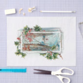 ホリーとヴィンテージの冬の穏やかな雪景色 薄葉紙 (クラフト)