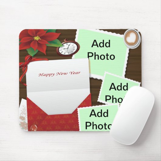ホリーと写真を追加して新年のマウスパッドをカスタマイズ マウスパッド (マウス)