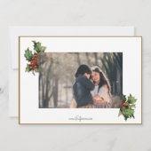 ホリーと写真付きのクリスマスジョイスクリプト シーズンカード (裏面)