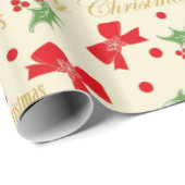 ホリーと弓のクリスマス ラッピングペーパー (ロールコーナー)