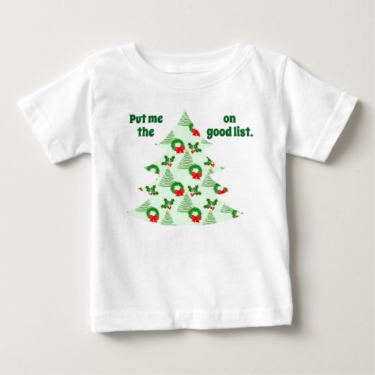 ホリーと木々とリース、おお! ベビーTシャツ (正面)