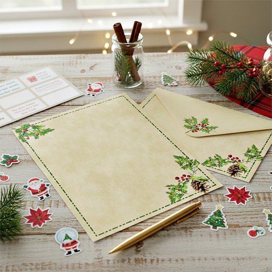 ホリーと松のコーンのクリスマス