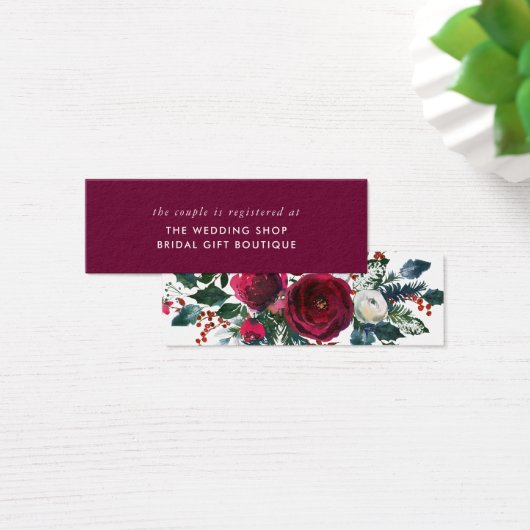 ホリーと松の冬の結婚式のレジストリ挿入カード (デスク)