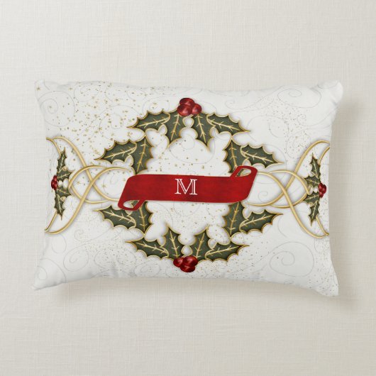 ホリーと果実のモノグラムとのリンク アクセントクッション (裏面)