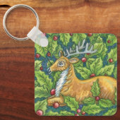 ホリーと森の中のかわいいクリスマストナカイ キーホルダー (正面)