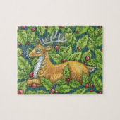 ホリーと森の中のかわいいクリスマストナカイ ジグソーパズル (横)