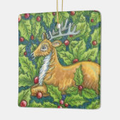 ホリーと森の中のかわいいクリスマストナカイ セラミックオーナメント (左)