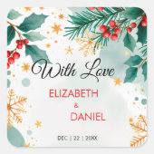 ホリーと水結婚色クリスマス スクエアシール (正面)