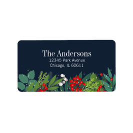 ホリーと緑のメリークリスマスの休日のアドレス ラベル