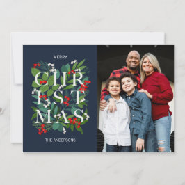 ホリーと緑のメリークリスマスの写真 シーズンカード