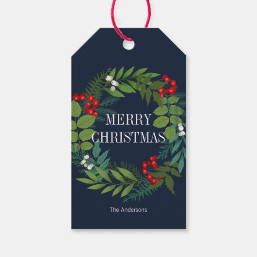 ホリーと緑のメリークリスマスホリデー ギフトタグ (正面)