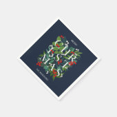 ホリーと緑のメリークリスマスホリデー スタンダードカクテルナプキン (角)
