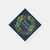 ホリーと緑のメリークリスマスホリデー スタンダードカクテルナプキン (角)