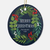 ホリーと緑のメリークリスマスホリデー セラミックオーナメント (左)