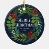 ホリーと緑のメリークリスマスホリデー セラミックオーナメント (裏面)