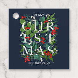 ホリーと緑のメリークリスマスホリデー フェイバータグ