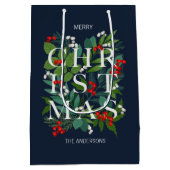 ホリーと緑のメリークリスマスホリデー ミディアムペーパーバッグ (裏面)