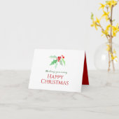 ホリーと赤い果実のルーズウォーター色クリスマス カード (黄色い花)