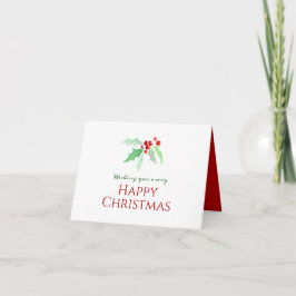 ホリーと赤い果実のルーズウォーター色クリスマス カード