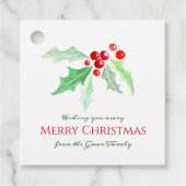 ホリーと赤い果実のルーズウォーター色クリスマス フェイバータグ (正面)