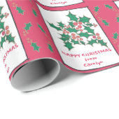 ホリーと赤い果実、オリジナルアート、あなたの挨拶 ラッピングペーパー (ロールコーナー)