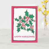 ホリーと赤い果実、オリジナルアート、あなたの言葉 カード (黄色い花)