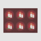 ホリーと赤の上に白い居心地の良いクリスマスキャンドル 薄葉紙 (正面)