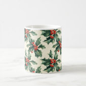 ホリーと赤ベリ離れーのクリスマスパターン コーヒーマグカップ (中央)