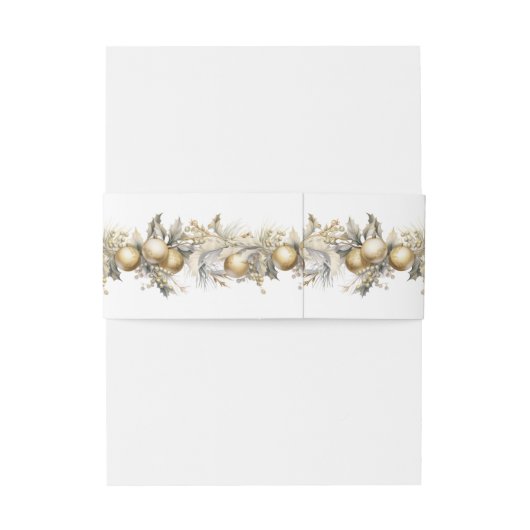 ホリーと金ゴールドオーナメント結婚クリスマス 招待状ベリーバンド (裏面例)